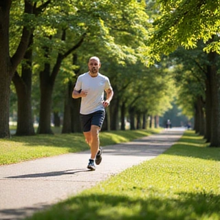 Persona che corre all'aperto in un parco, simbolo di attività fisica e stile di vita attivo.